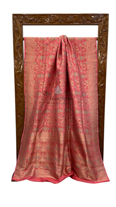 Pure Katan Silk Banarasi Handloom Saree - All over Jaal work - With Meenakari