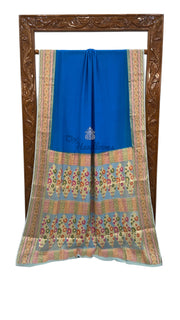 Blue Pure Chiffon Khaddi Banarasi Saree - The Handlooms