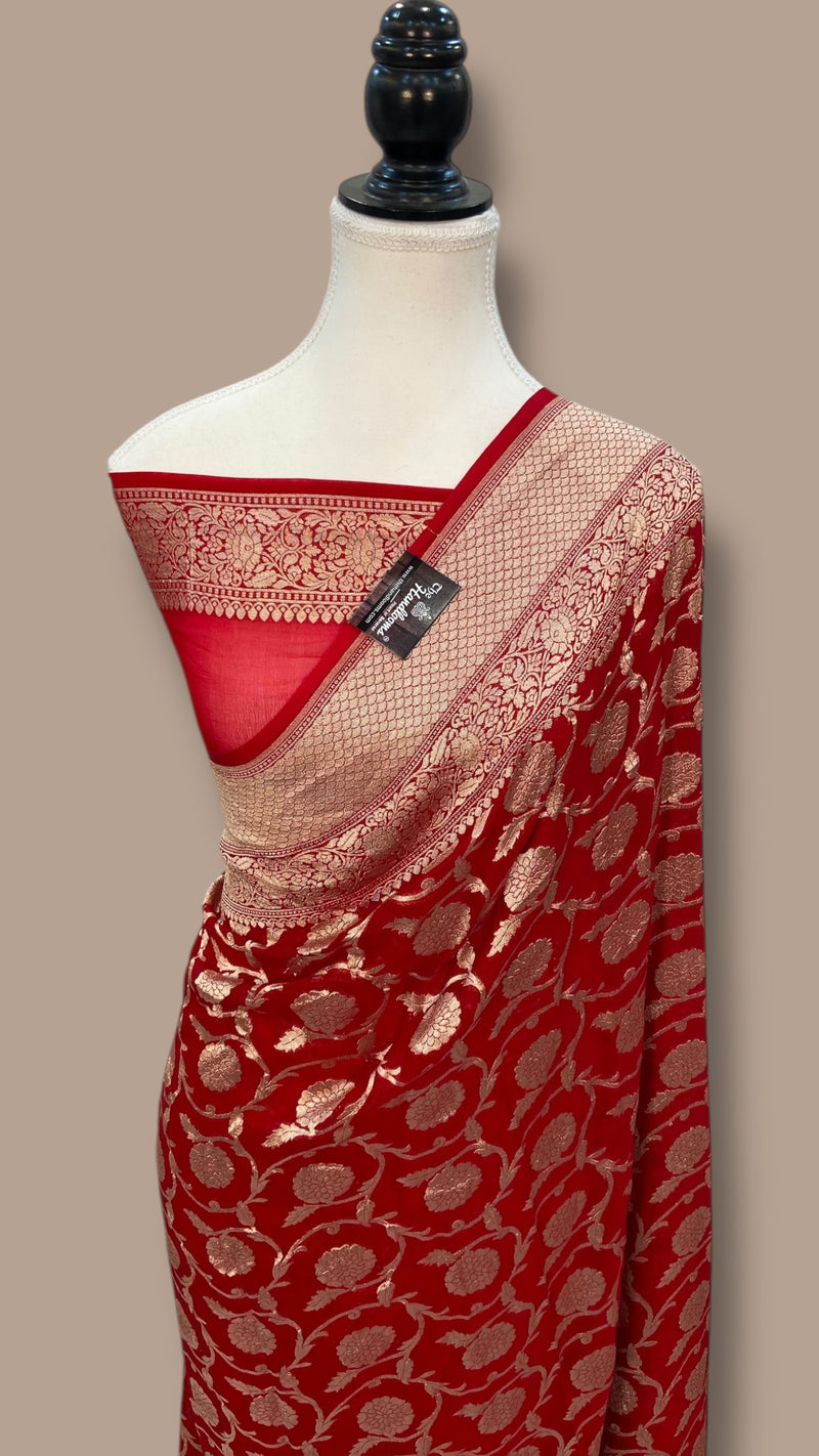 Khaddi Georgette Handloom Banarasi Saree - The Handlooms