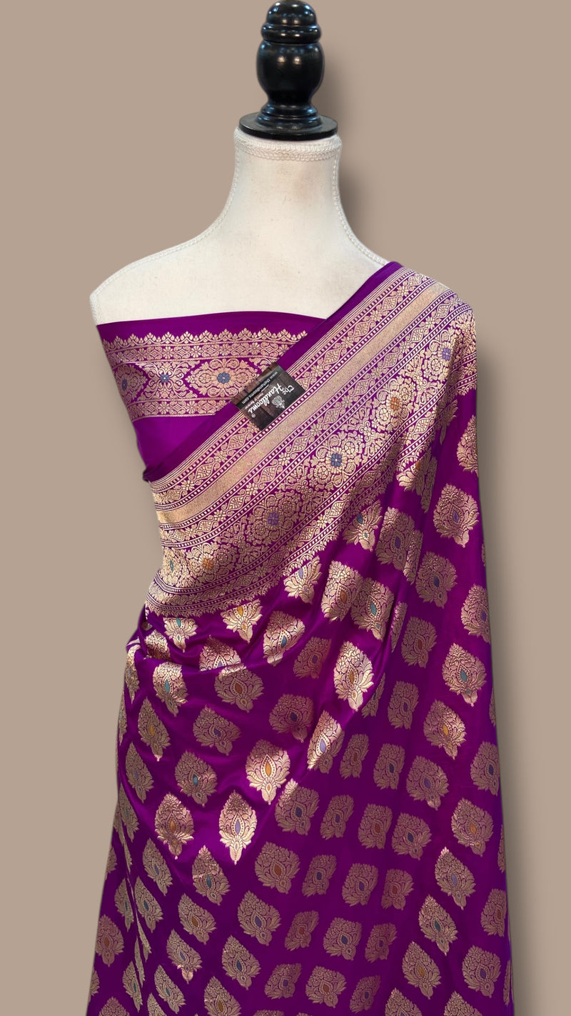 Pure Katan Silk Banarasi Handloom Saree - All over Jaal Work With Meenakari - The Handlooms