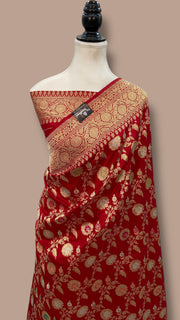 Ektara Pure Katan Silk Banarasi Handloom Saree - All over kadiyal Jaal work - The Handlooms