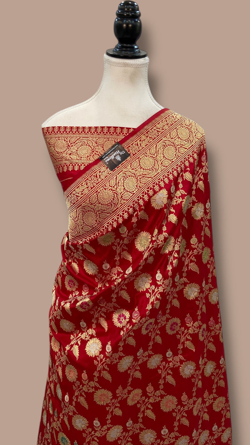 Ektara Pure Katan Silk Banarasi Handloom Saree - All over kadiyal Jaal work - The Handlooms