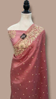 Pure Organza Handloom Banarasi Saree - Chikankari With Handwork - The Handlooms