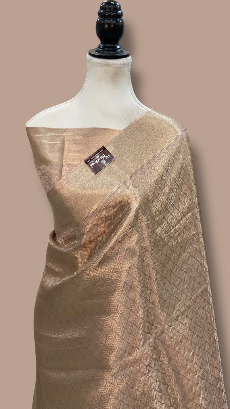 Pure Kora Tissue Tanchui Handloom Banarasi Saree - The Handlooms