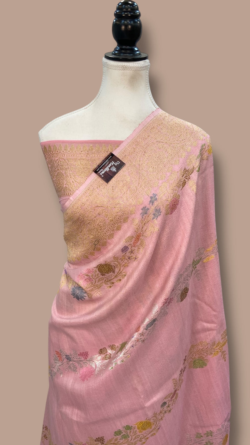 Pure Tussar Handloom Banarasi Saree - All Over kadua Weaving - The Handlooms