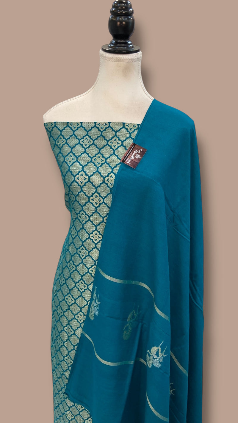 Pure Moonga Silk Banarasi Dress Material - The Handlooms