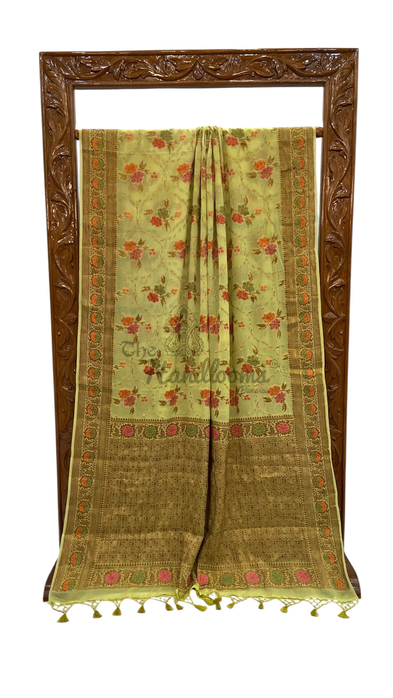 Pure Chiffon Khaddi Banarasi Saree - The Handlooms