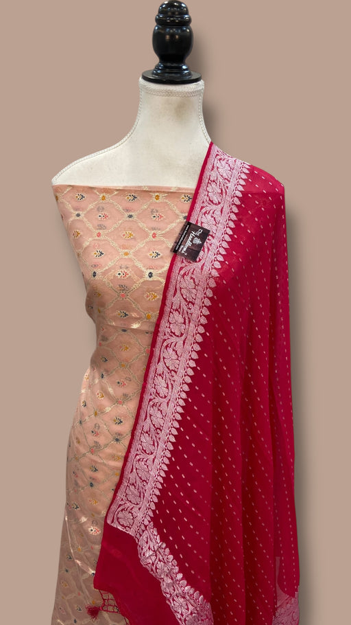 Chanderi Cotton Banarasi Dress material - Georgette Dupatta - The Handlooms