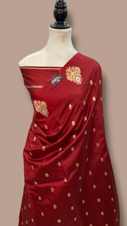 Pure Katan Silk Banarasi Handloom Saree - All over Kadua motifs - The Handlooms