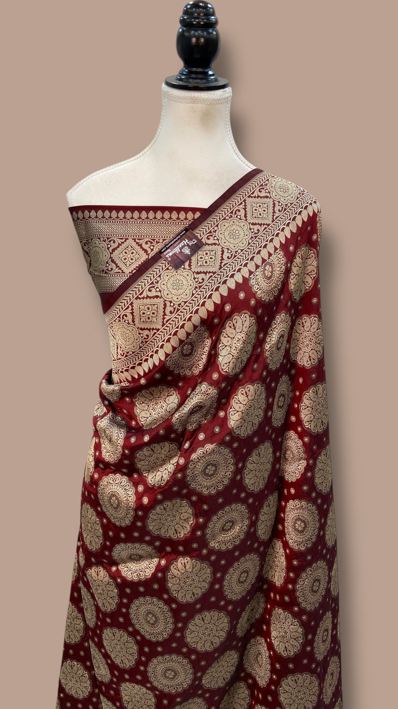 Pure Katan Silk Banarasi Handloom Saree - All Over Jaal Work - The Handlooms