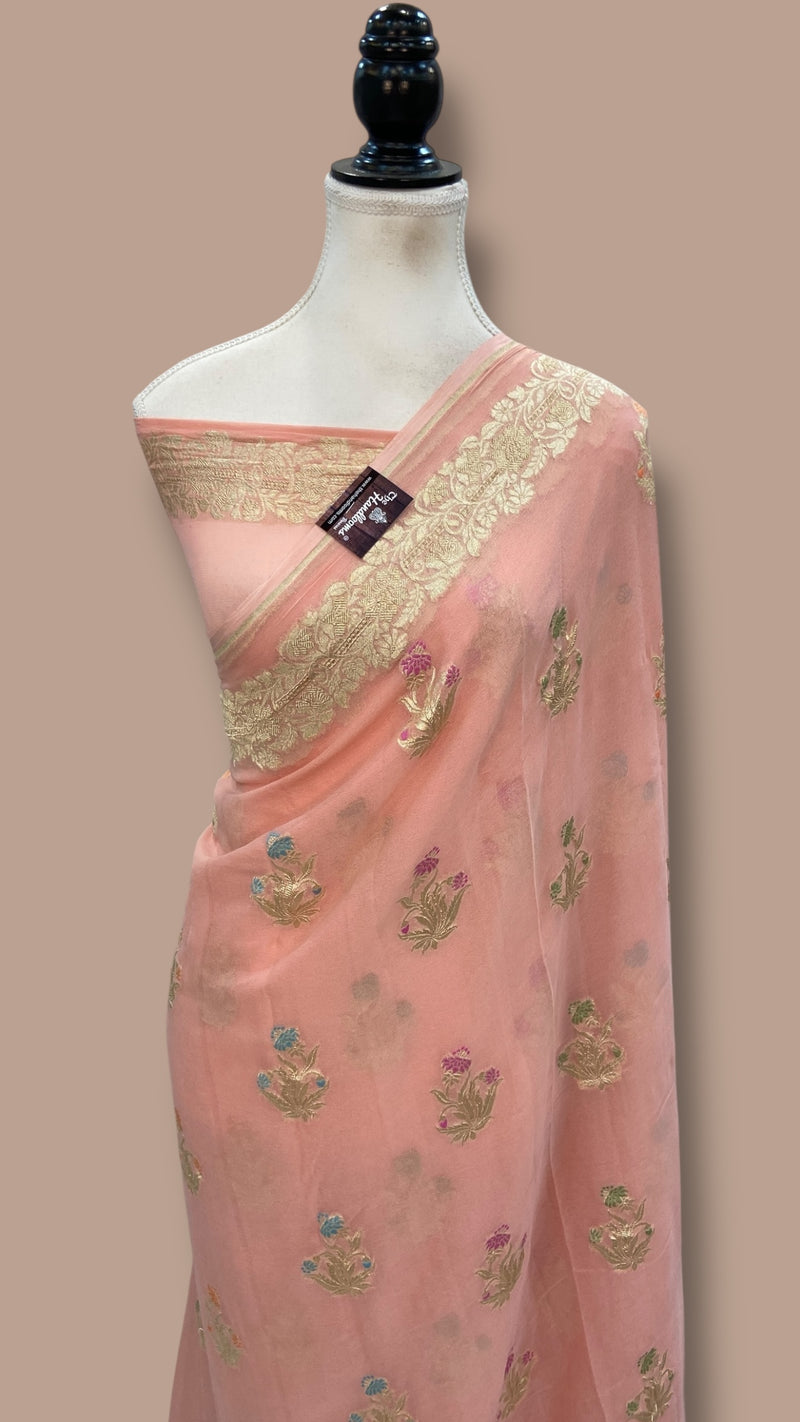 Khaddi Georgette Handloom Banarasi Saree - The Handlooms
