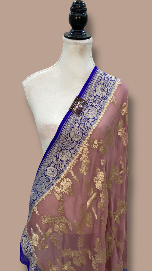 Pure Khaddi Georgette Dupatta - water zari - The Handlooms