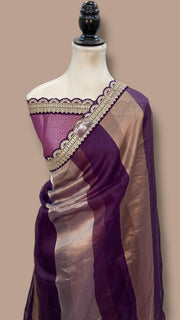 Pure Kora Tissue Handloom Banarasi Saree With Lace - The Handlooms