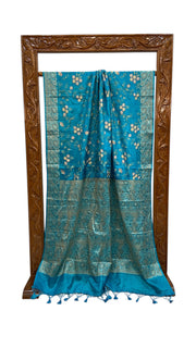 Tussar Silk Handloom Banarasi Saree With Chikankari - The Handlooms