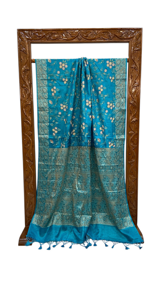 Tussar Silk Handloom Banarasi Saree With Chikankari - The Handlooms