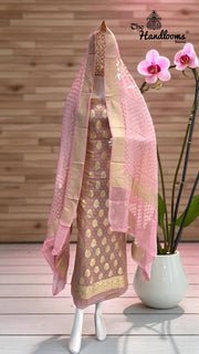 Tissue Khaddi Georgette Banarasi Dress material - The Handlooms