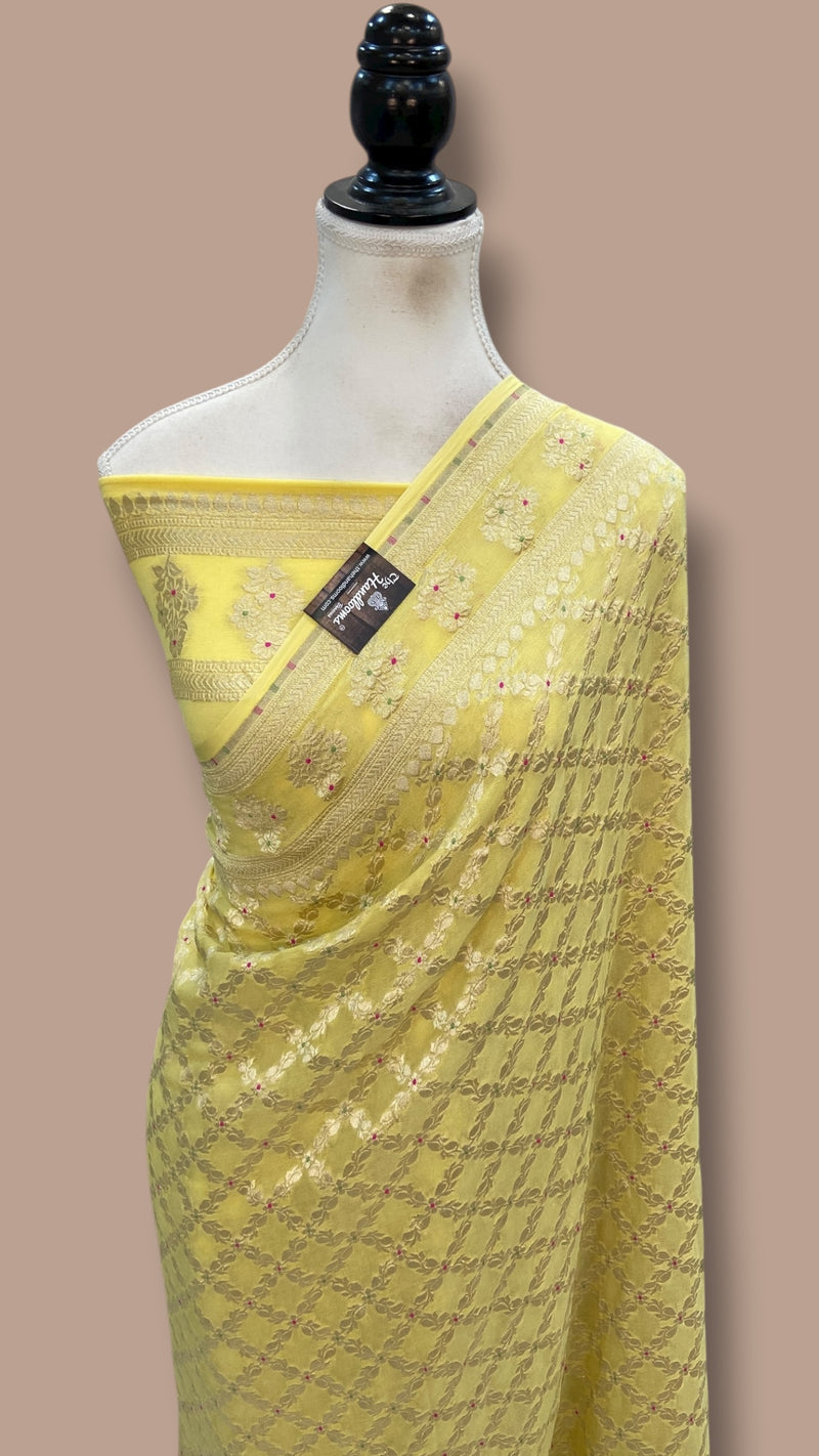 Khaddi Georgette Handloom Banarasi Saree - Meenakari