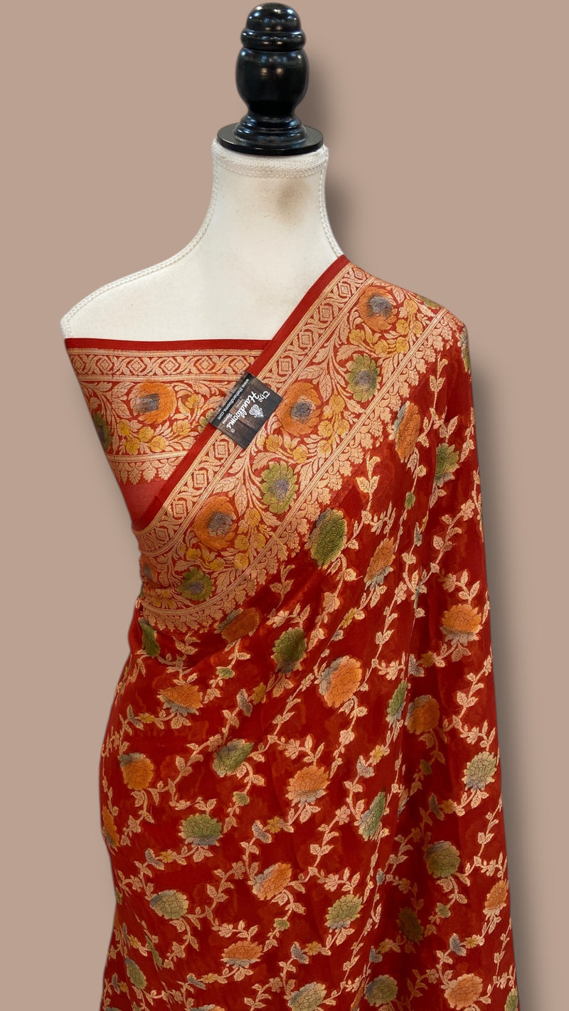 Pure Chiffon Khaddi Banarasi Saree - The Handlooms