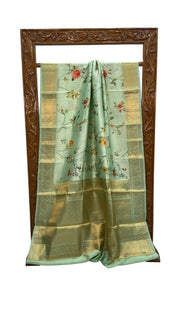 Pure Mango Silk Banarasi Handlokom Saree With Digital Print - The Handlooms