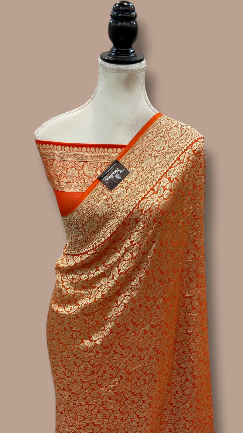 Khaddi Georgette Handloom Banarasi Saree - Tanchui Brocade - The Handlooms