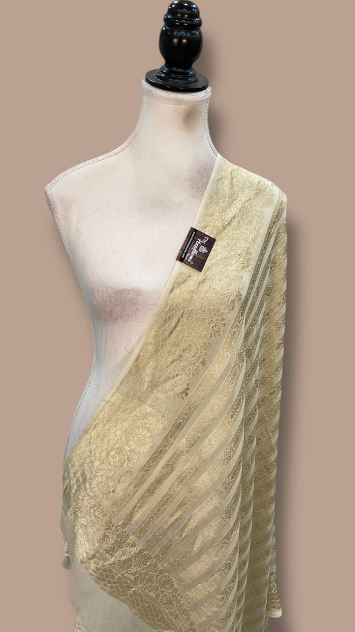 Pure Khaddi Georgette Dupatta - water zari - The Handlooms