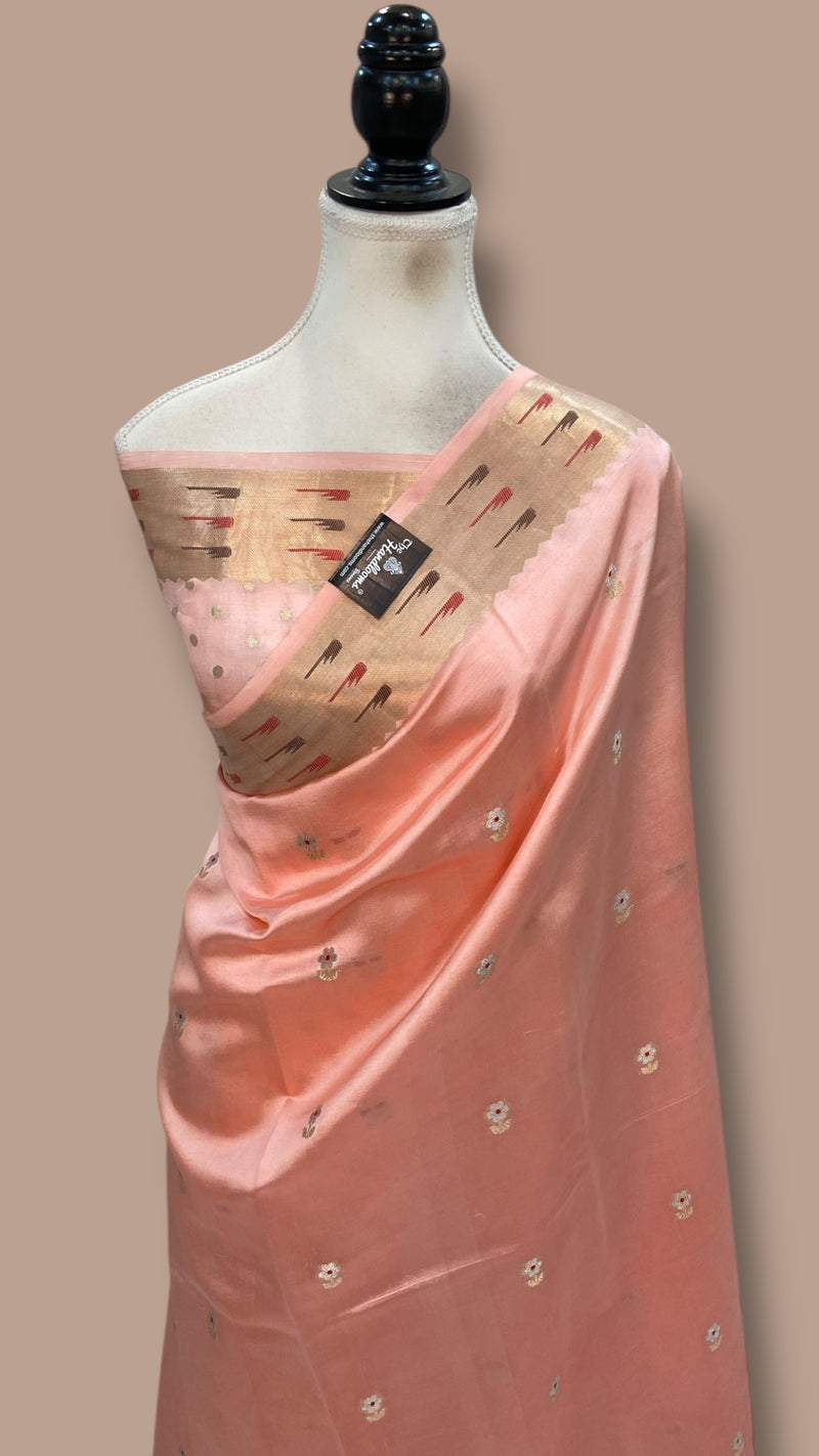 Pure Mango Silk Banarasi Handlokom Saree