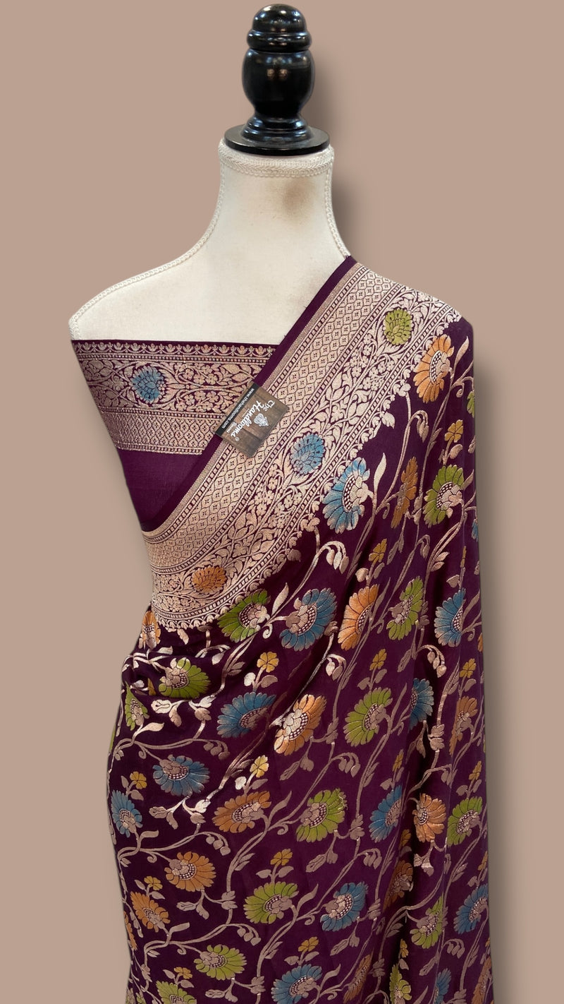 Pure Khaddi Georgette Banarasi Saree - water zari