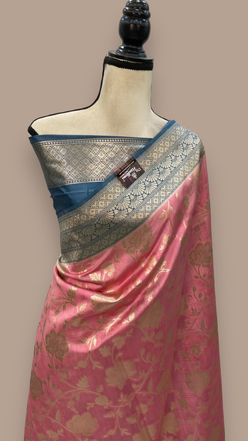 Pure Dupion Silk Banarasi Saree - Gold Zari - The Handlooms