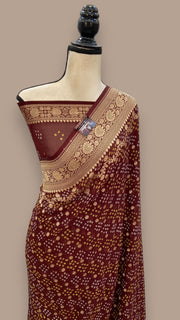 Pure Georgette Banarasi Bandhej Handloom Saree - The Handlooms