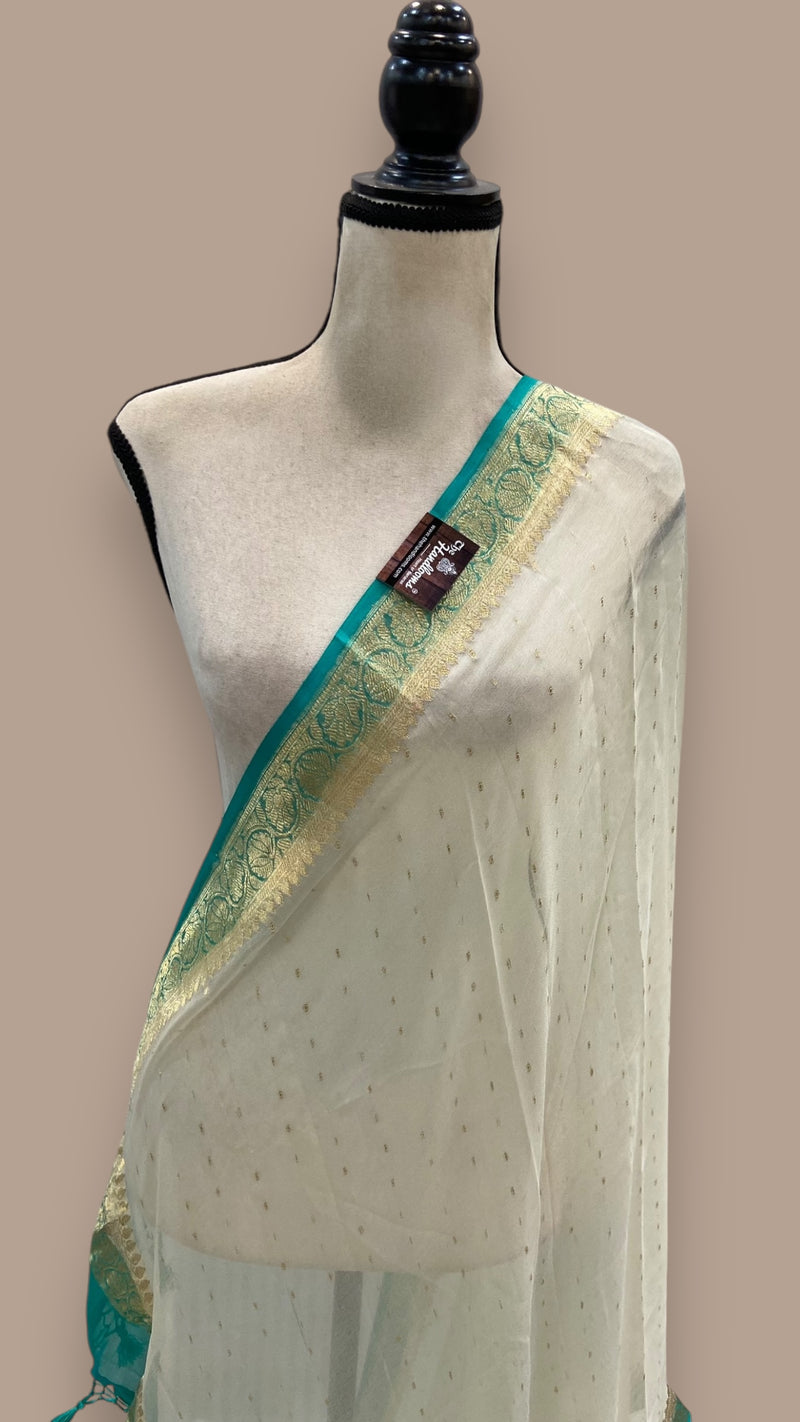 Pure Georgette Dupatta - gold zari - The Handlooms