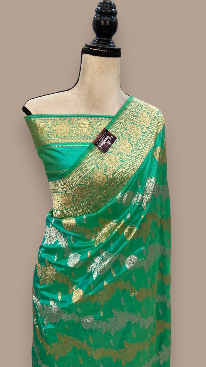 Ektara Pure Katan Silk Banarasi Handloom Saree - All over kadiyal Jaal work - The Handlooms