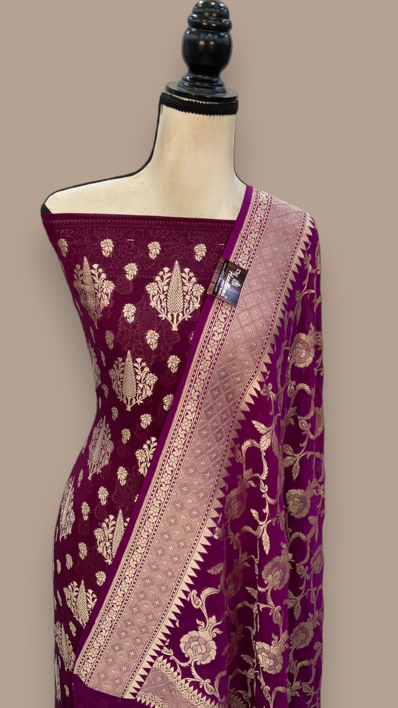Khaddi Georgette Banarasi Dress material - The Handlooms