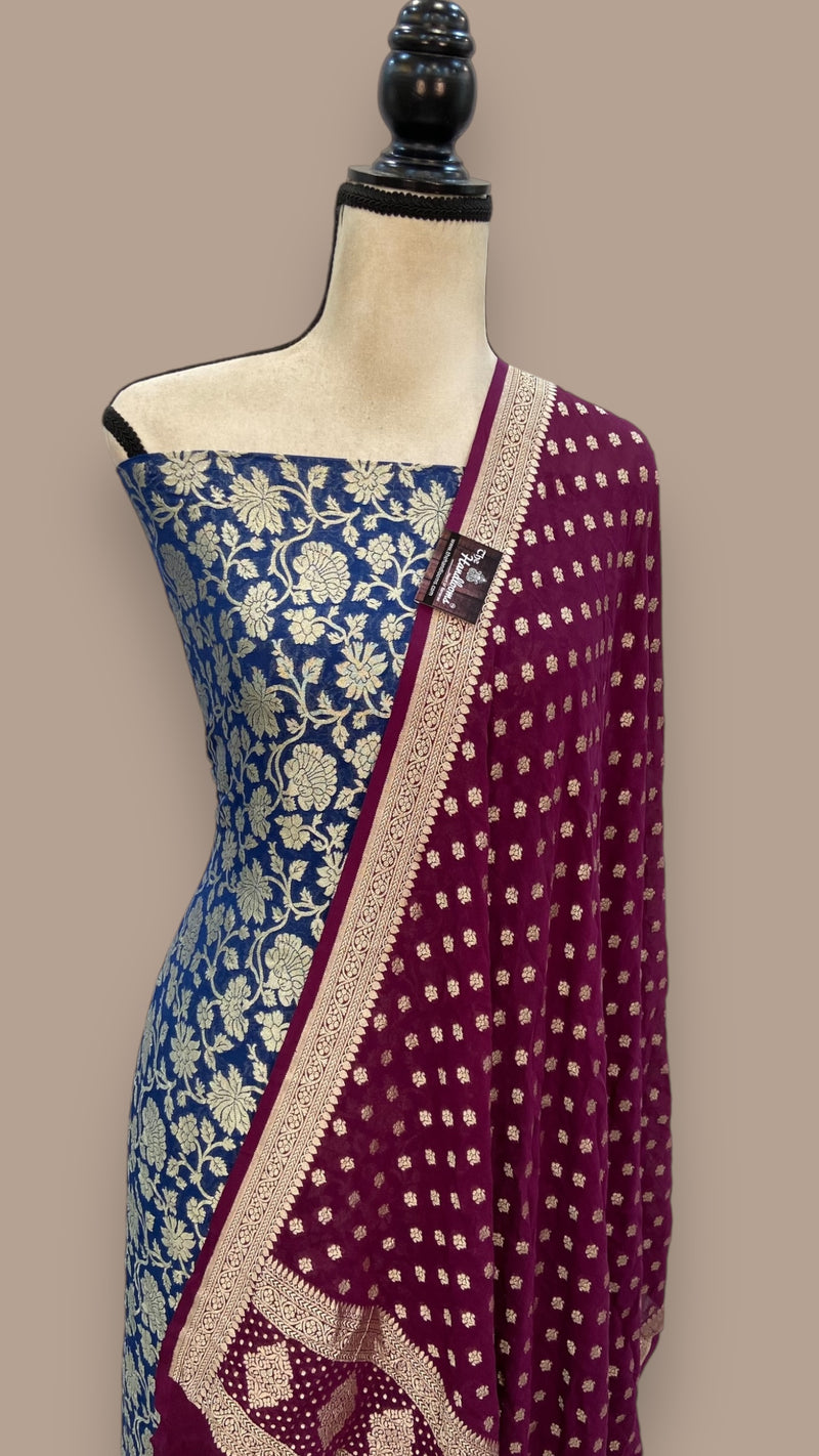 Khaddi Georgette Banarasi Dress material - The Handlooms