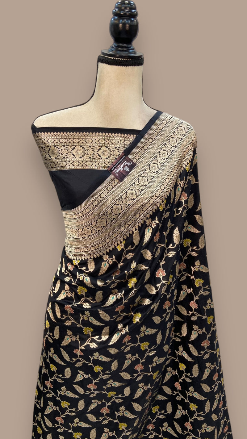 Pure Katan Silk Banarasi Handloom Saree - All over Jaal work with Meenakari - The Handlooms