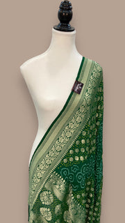 Pure Georgette Banarasi Bandhej Handloom Dupatta - The Handlooms