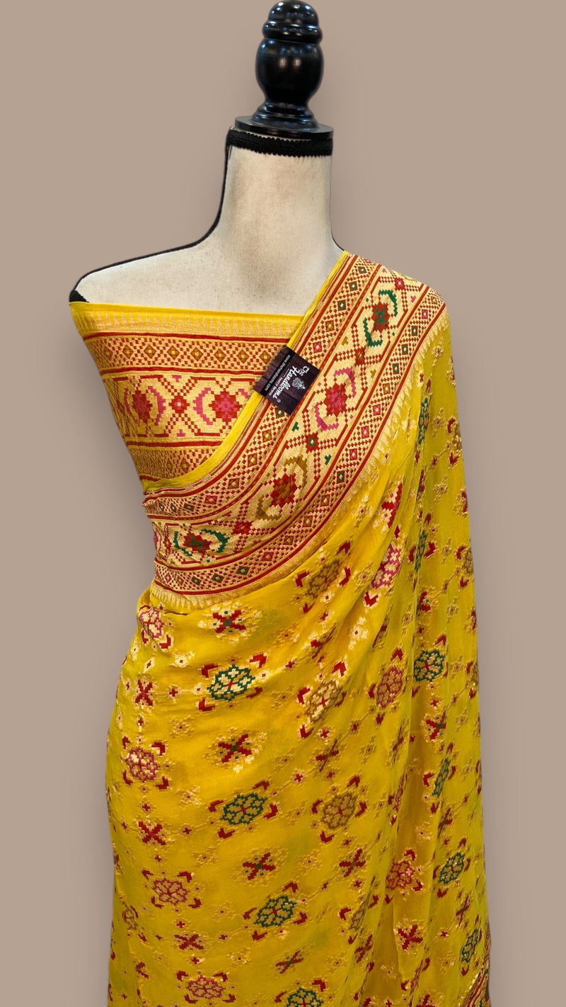 Pure Georgette Banarasi Handloom Saree - with meenakari work - The Handlooms
