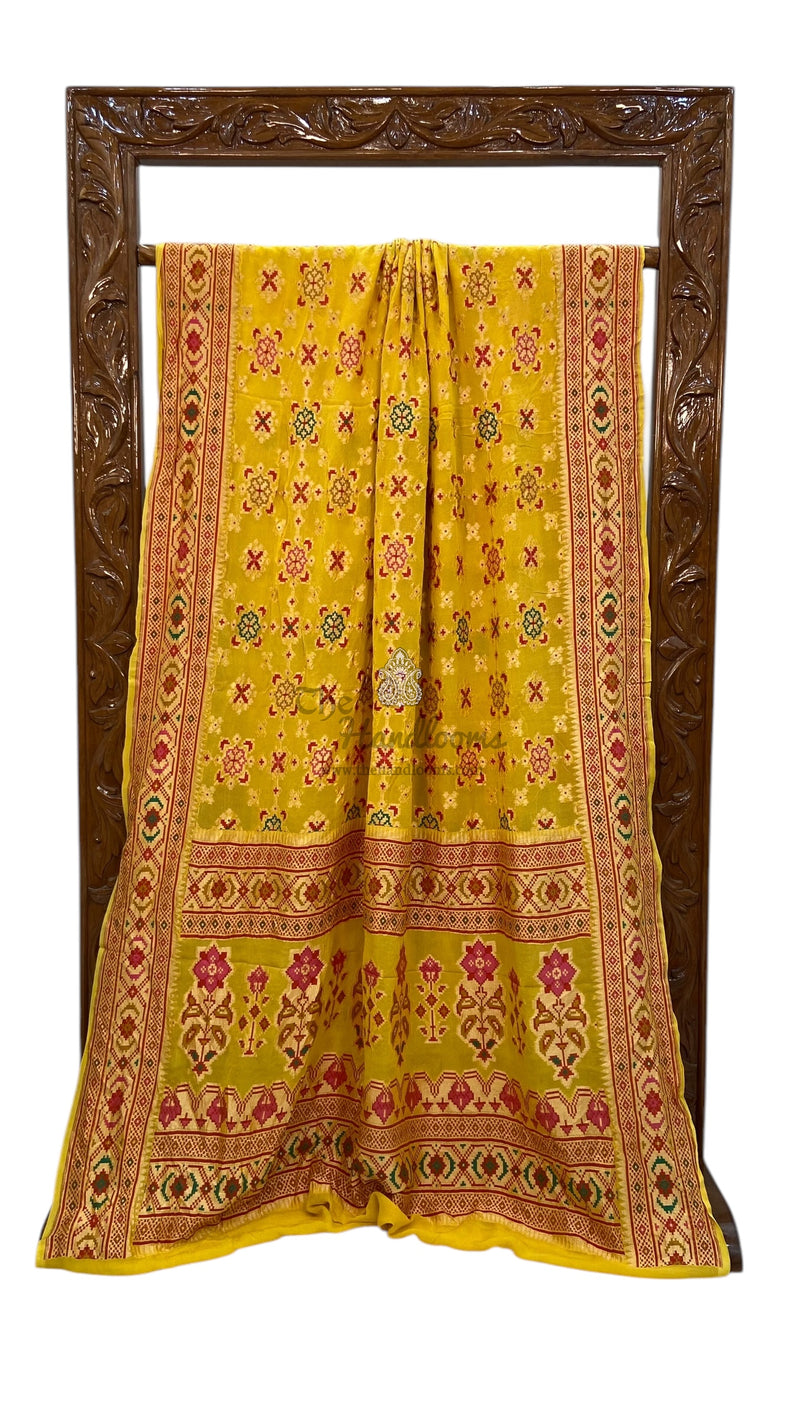 Pure Georgette Banarasi Handloom Saree - with meenakari work - The Handlooms