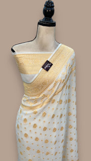 Pure Khaddi Georgette Banarasi Saree -  Gold zari - The Handlooms