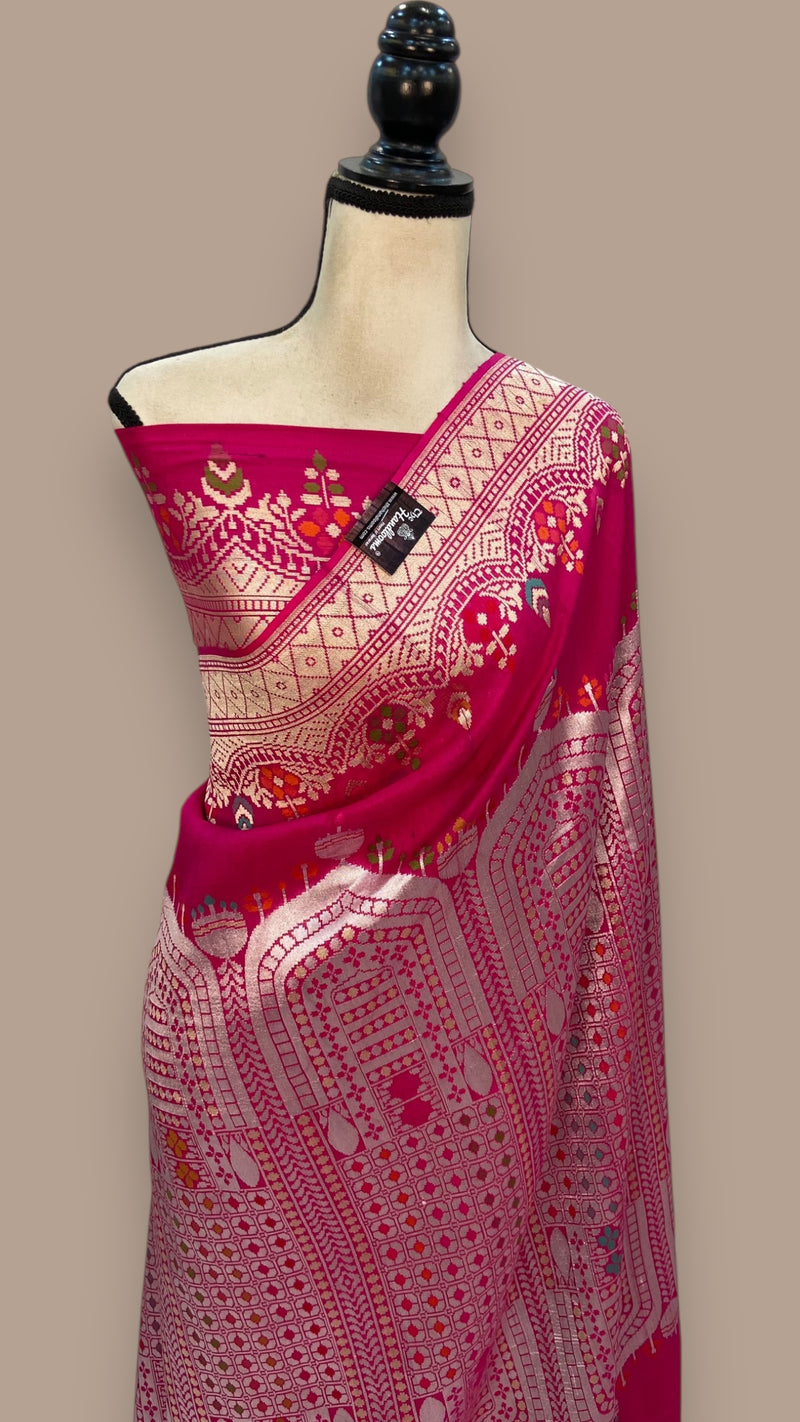 Tussar Georgette Handloom Banarasi Saree - Paithani Border - The Handlooms