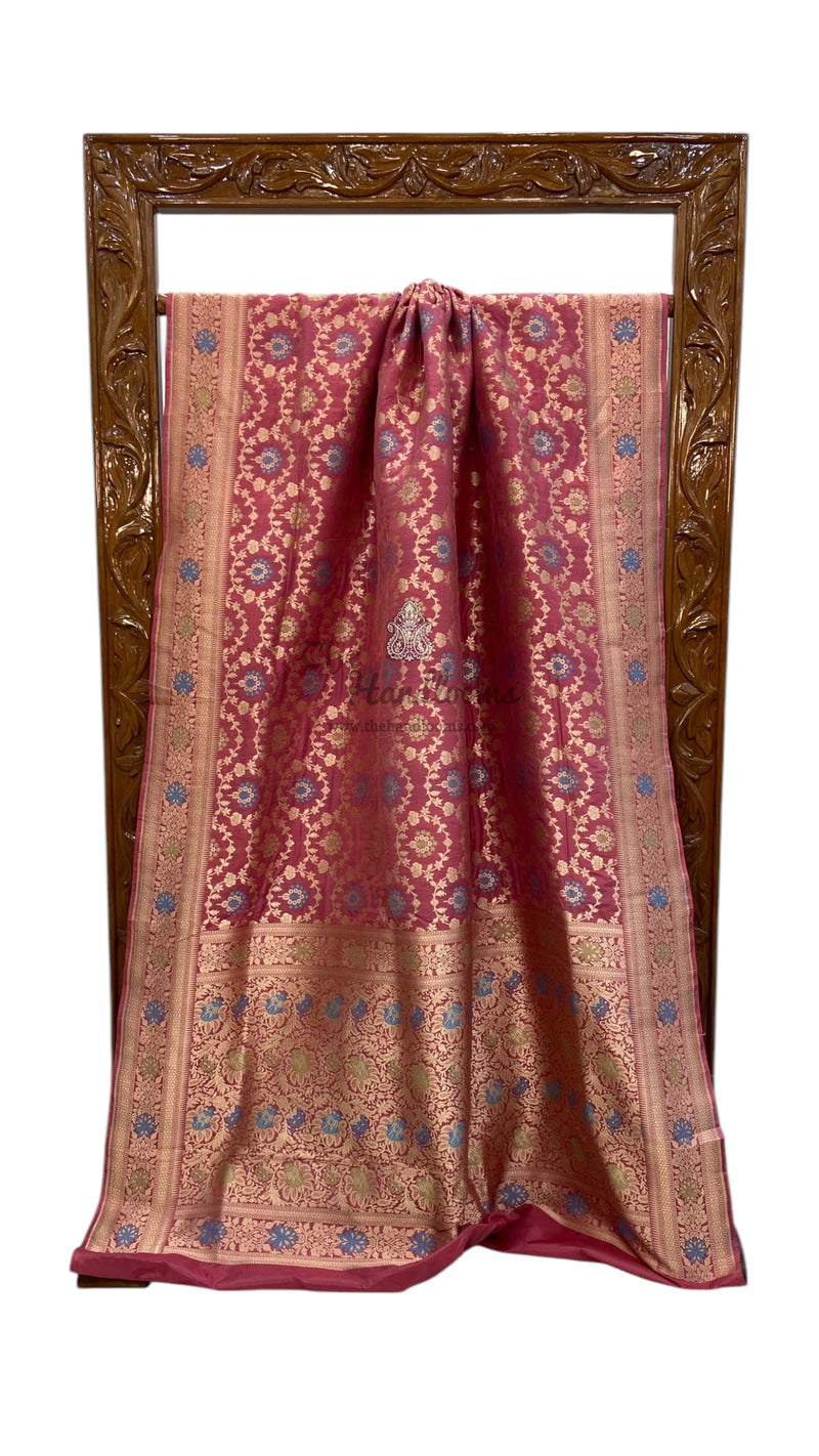 Pure Katan Silk Banarasi Handloom Saree - All over Jaal work - With Meenakari - The Handlooms