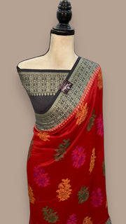 Pure Butter Crepe Banarasi Saree - The Handlooms