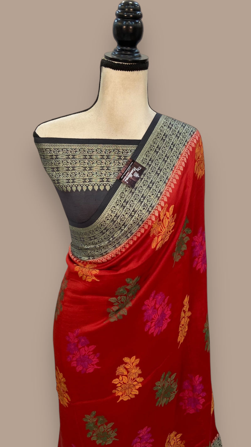Pure Butter Crepe Banarasi Saree - The Handlooms