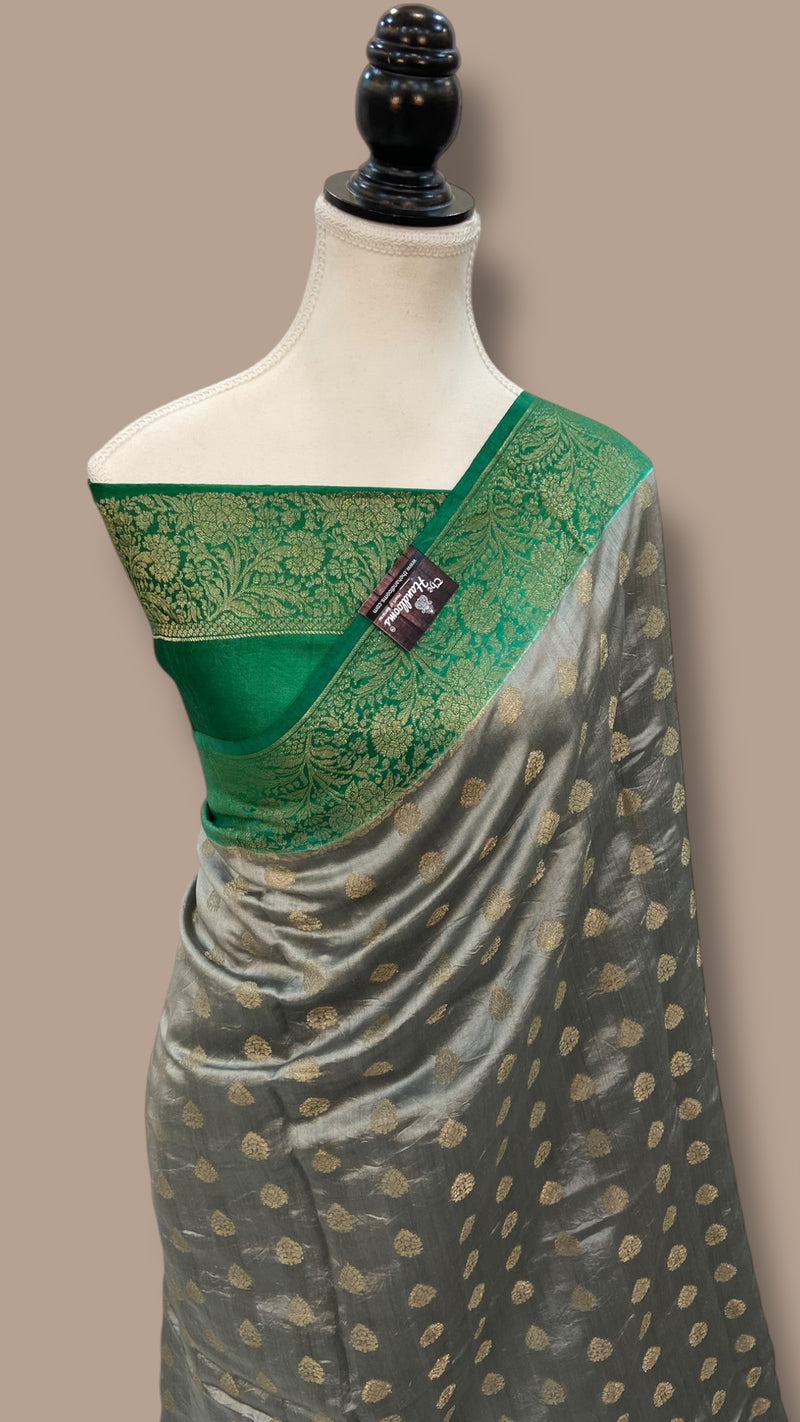Pure Raw Chiniya Silk Handloom Banarasi Saree - The Handlooms