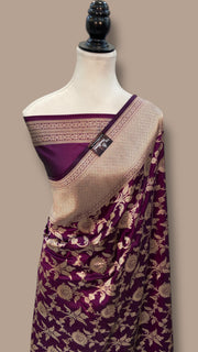 Pure Katan Silk Banarasi Handloom Saree - All over Jaal work - The Handlooms