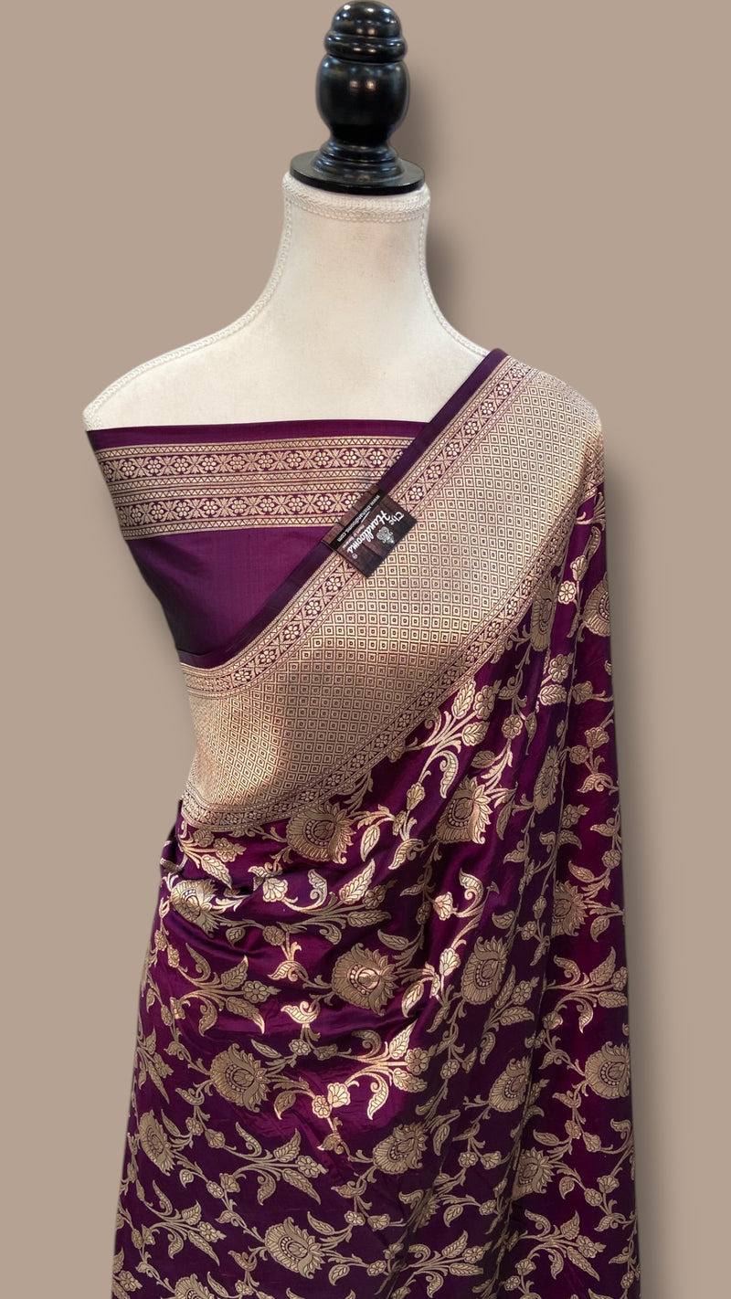 Pure Katan Silk Banarasi Handloom Saree - All over Jaal work - The Handlooms