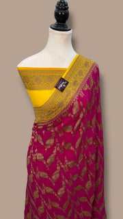 Khaddi Georgette Handloom Banarasi Saree - Antique zari - The Handlooms