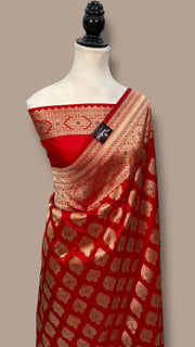 Pure Katan Silk Banarasi Handloom Saree - All over Jaal Work With Meenakari - The Handlooms