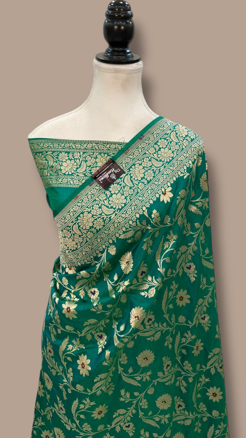 Pure Katan Silk Banarasi Handloom Saree - All over Jaal Work With Meenakari - The Handlooms