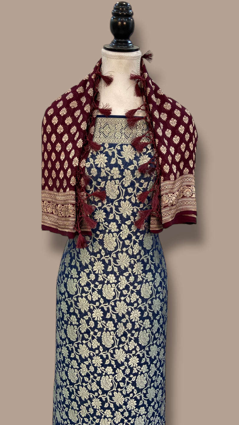 Khaddi Georgette Banarasi Dress material - The Handlooms