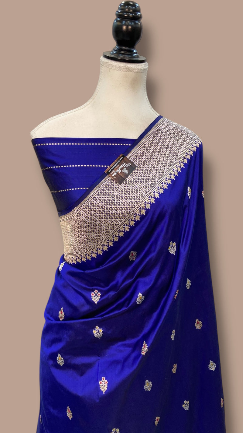 Pure Katan Silk Banarasi Handloom Saree - All over Kadua motifs With Meenakari - The Handlooms